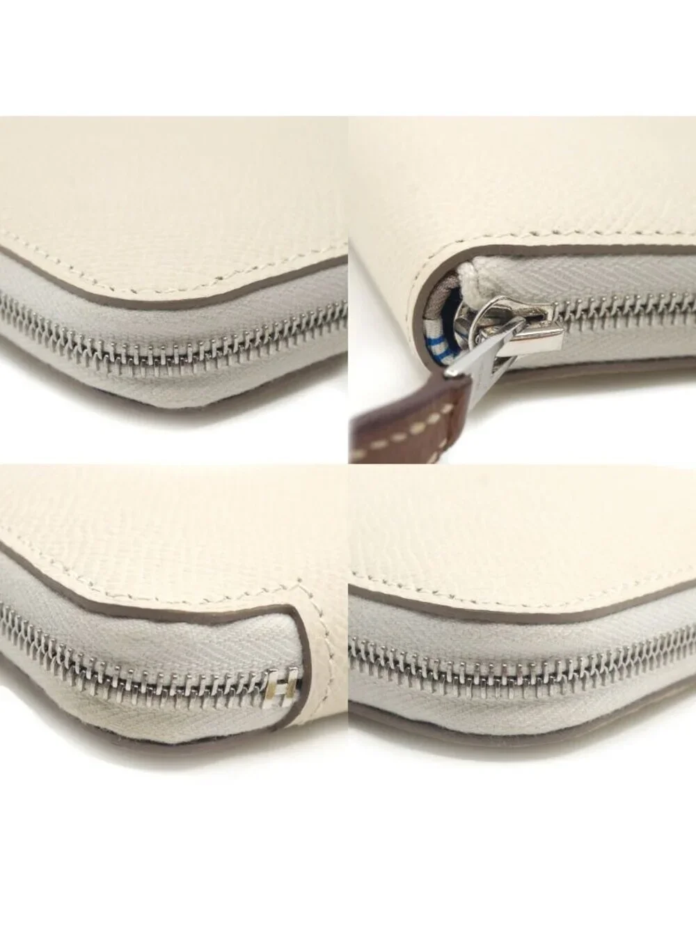 Hermes Azap Silk in Compact Epsom Coin Case Nata Ivory White